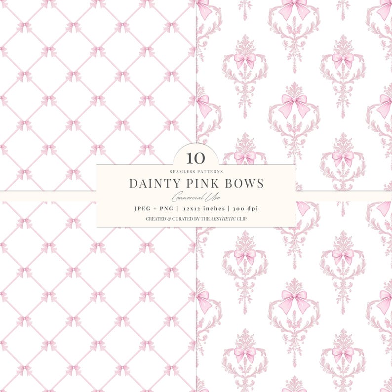 Pink Bow Pattern | Pink Bow Digital Paper | Coquette Seamless Patterns ...