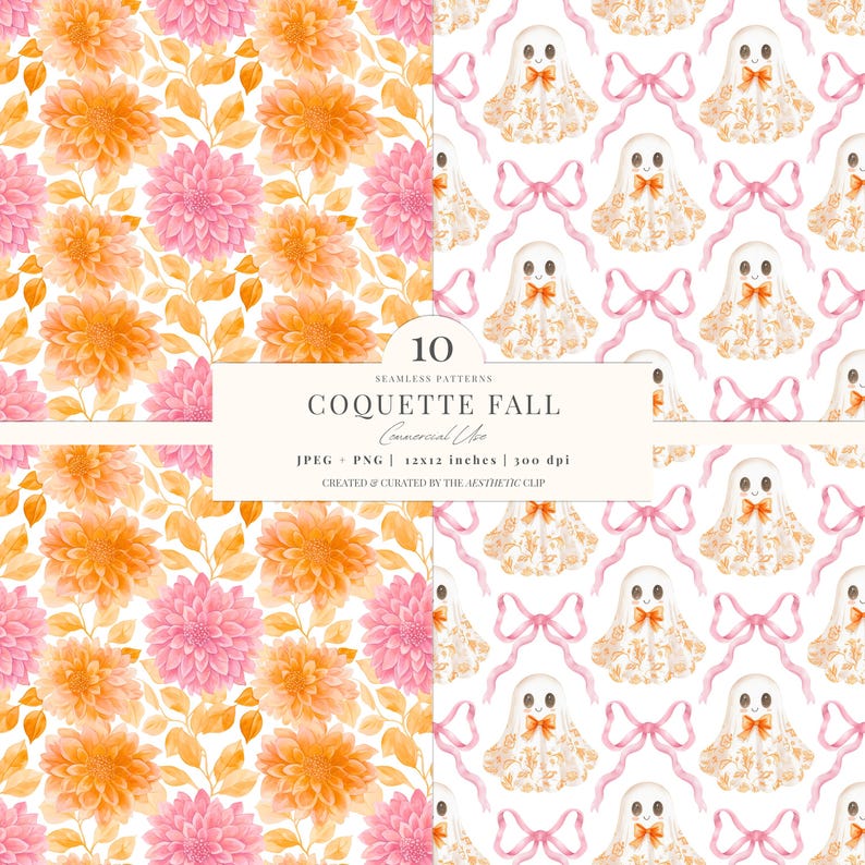 Pink Fall Seamless Pattern | Preppy Autumn Digital Paper | Coquette ...