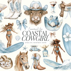 Clipart cow-girl | Cowgirl côtière PNG | Bachelorette cow-girl | Dernier rodéo PNG | dernier toast sur la côte | Cow-girl de plage | Ouest | 20 PNG