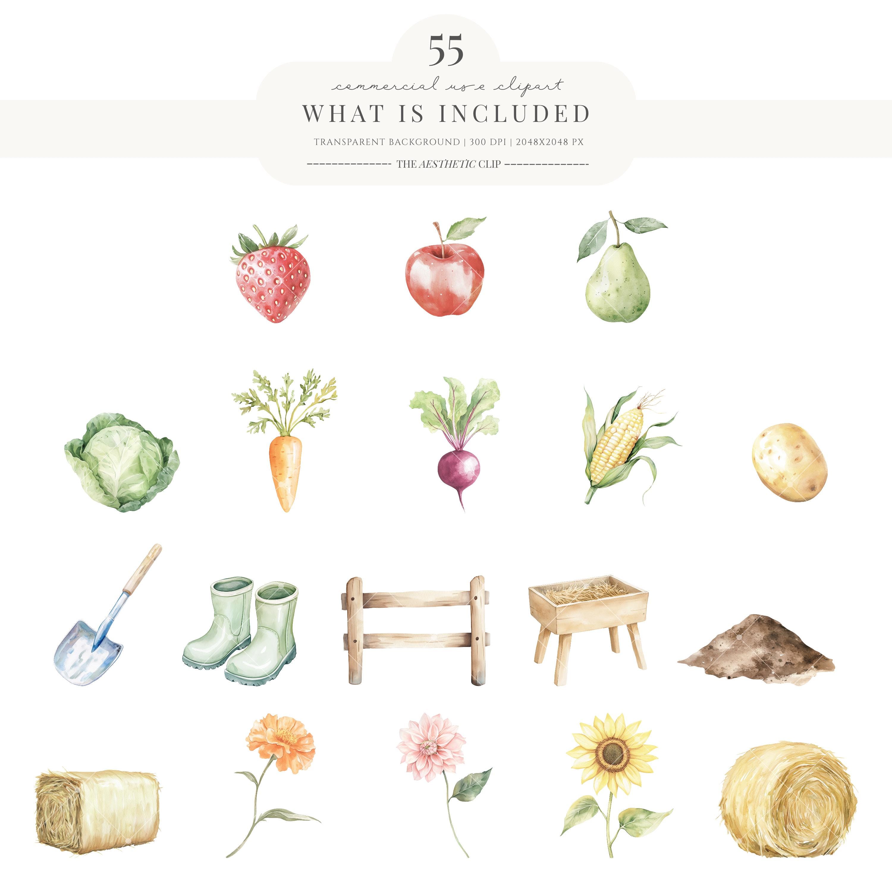 Barnyard Clipart | Cute Farm Animals Watercolour | Baby Shower ...