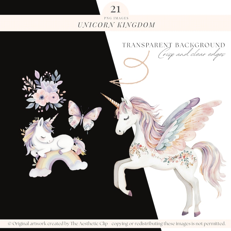 Unicorn Clipart | Unicorn PNG | Watercolor Unicorn Clipart | Unicorn Party | Unicorn Baby Shower | Baby Unicorn | Princess Clipart | 21 PNG image 3