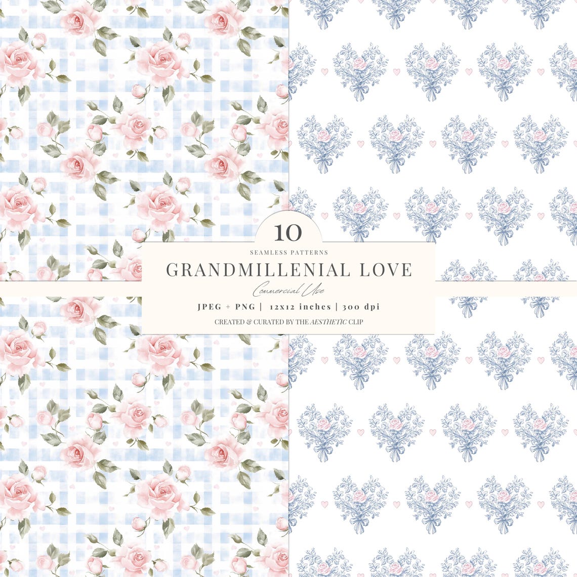 Valentines Day Digital Paper | Grandmillenial Love Patterns | Seamless ...