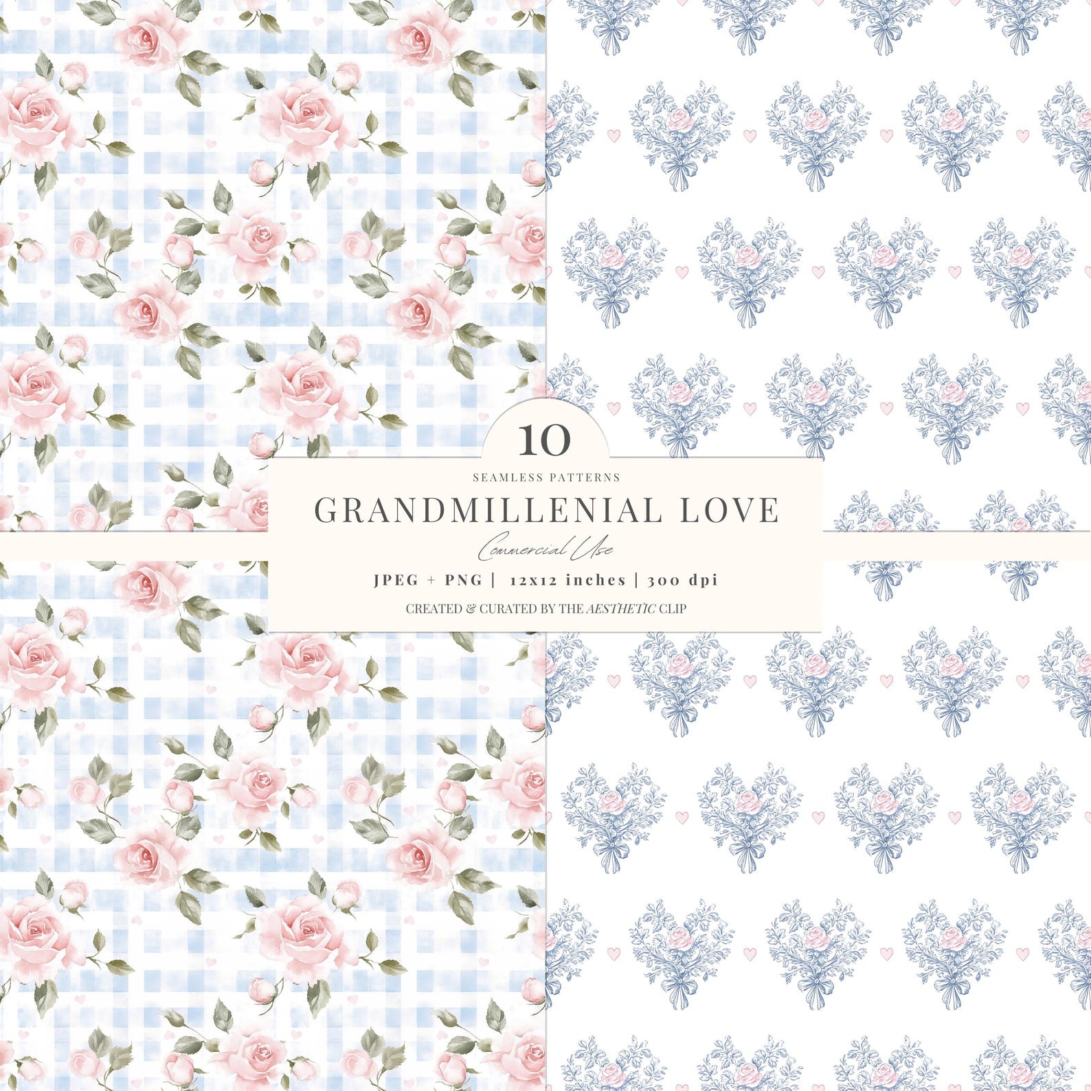 Valentines Day Digital Paper | Grandmillenial Love Patterns | Seamless ...