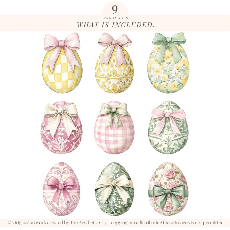 Clipart oeuf de Pâques | Coquette Pâques PNG | Oeufs de Pâques BCBG | ufs de Pâques et noeuds | Arcs | Pâques grand-millénaire | Arcs | 9 PNG image 2