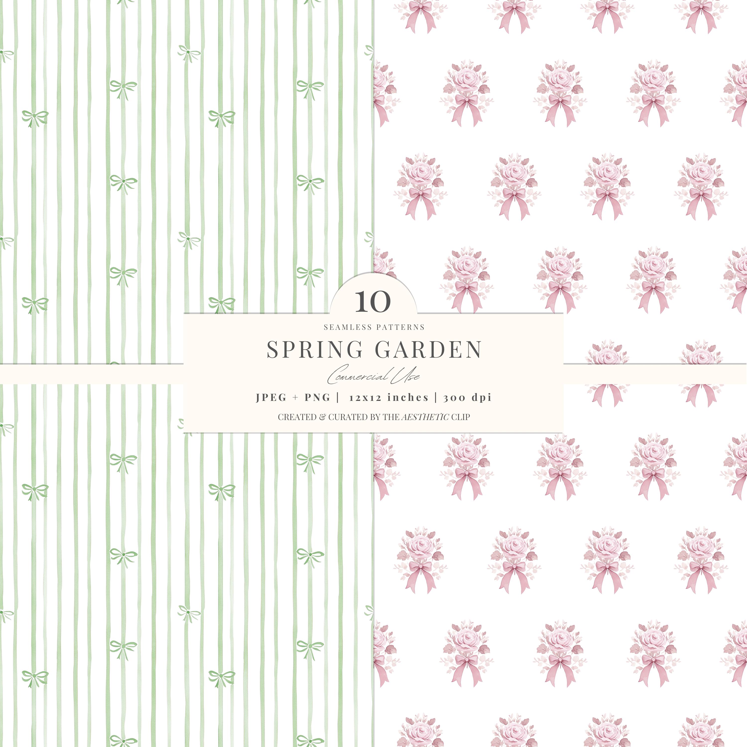 Recency Style Paper Grandmillenial Digital Paper | Spring Floral Pattern | Regency-style ...