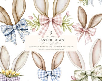 Easter Bow Clipart | Easter Bunny Bow PNG | Preppy Easter Eggs | Spring Bows | Bows | Grandmillenial Easter | Easter Bunny Ears | 9 PNG