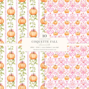 Pink Fall Seamless Pattern | Preppy Autumn Digital Paper | Coquette ...
