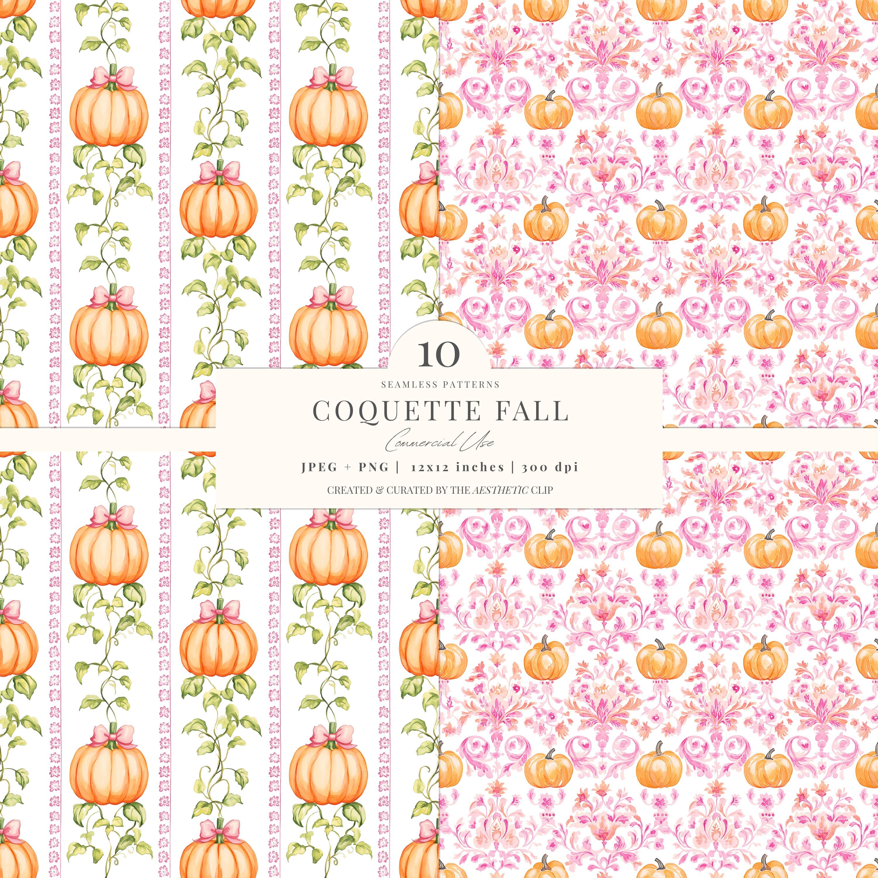 Pink Fall Seamless Pattern | Preppy Autumn Digital Paper | Coquette ...