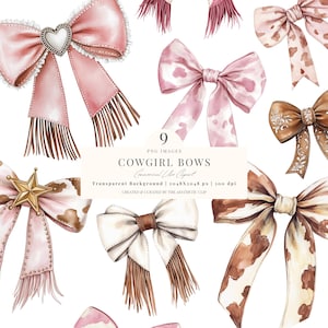 Cowgirl Bows Clipart | Coquette Cowgirl Clipart | Watercolor Bows | Coquette Bow PNG | Western Bow | Bow Sublimation | 9 PNG