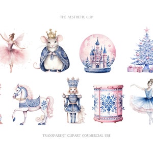 Nutcracker Christmas Clipart | Blue Christmas PNG | Nordic Xmas | Nutcracker Clipart | Watercolour | Scandinavian | Ballerina | Mouse King