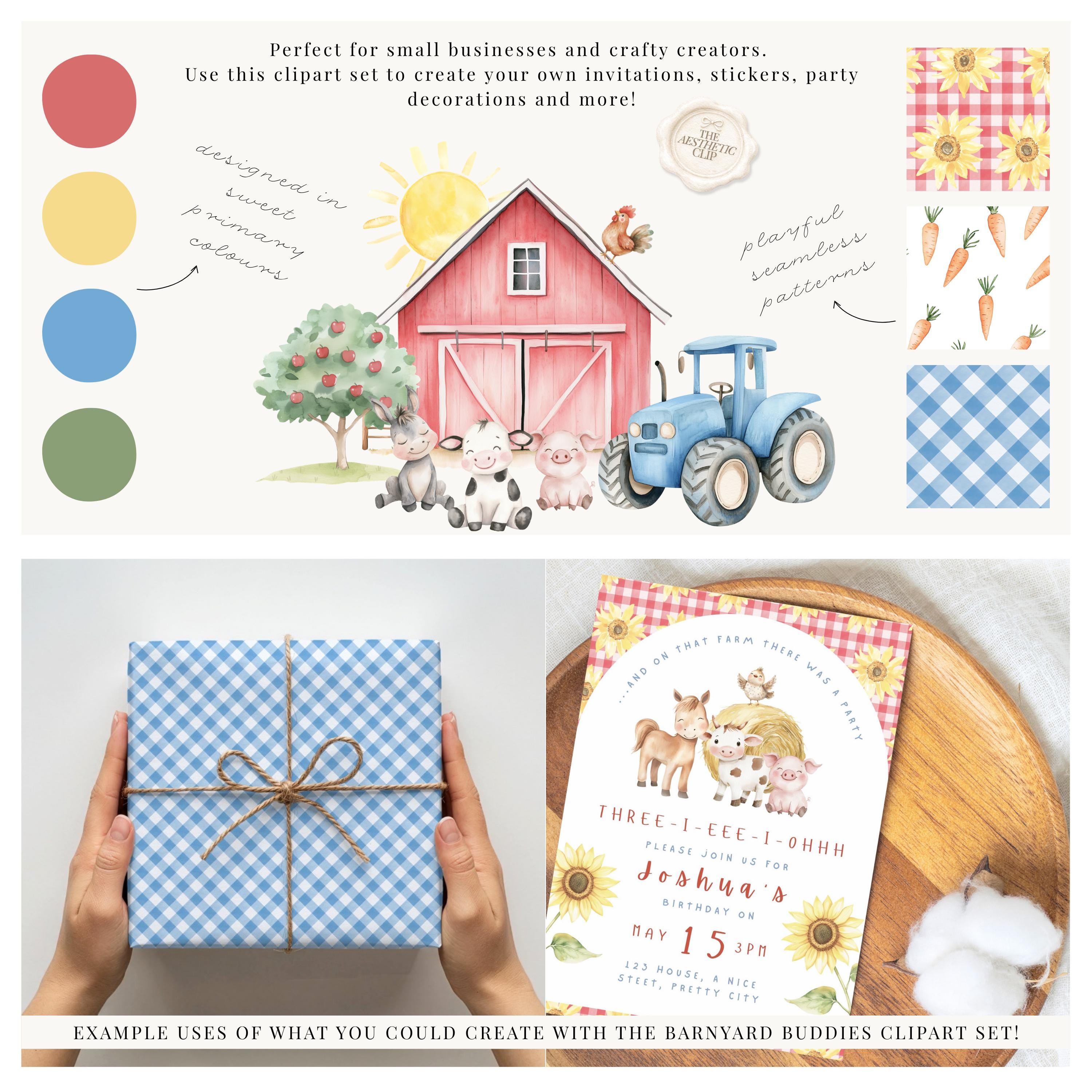 Barnyard Clipart | Cute Farm Animals Watercolour | Baby Shower ...