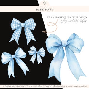 Blue Bow Clipart | Watercolor Bows | Coquette Bows Clipart | Blue Ribbon PNG | Baby Shower Clipart | Pastel Blue Bow | Soft Girl Era | 9 PNG image 3