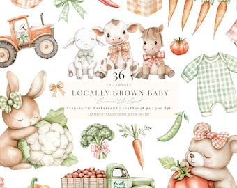 Locally Grown Baby Shower PNG | Vegetables PNG | Coquette Farmer's Market | Local Produce Clipart | Cow With Bow | 36 PNG