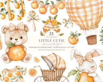 Little Cutie Baby Shower | Oranges PNG | Citrus Clipart | Orange Baby Shower Png | Summer Baby Shower | Tangerine | 21 PNG