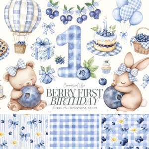 Berry First Birthday | Transparent Png | Blueberry Clipart | Berry Sweet Baby Shower Png | Berry One | Sweet One | Blueberries | 20 PNG
