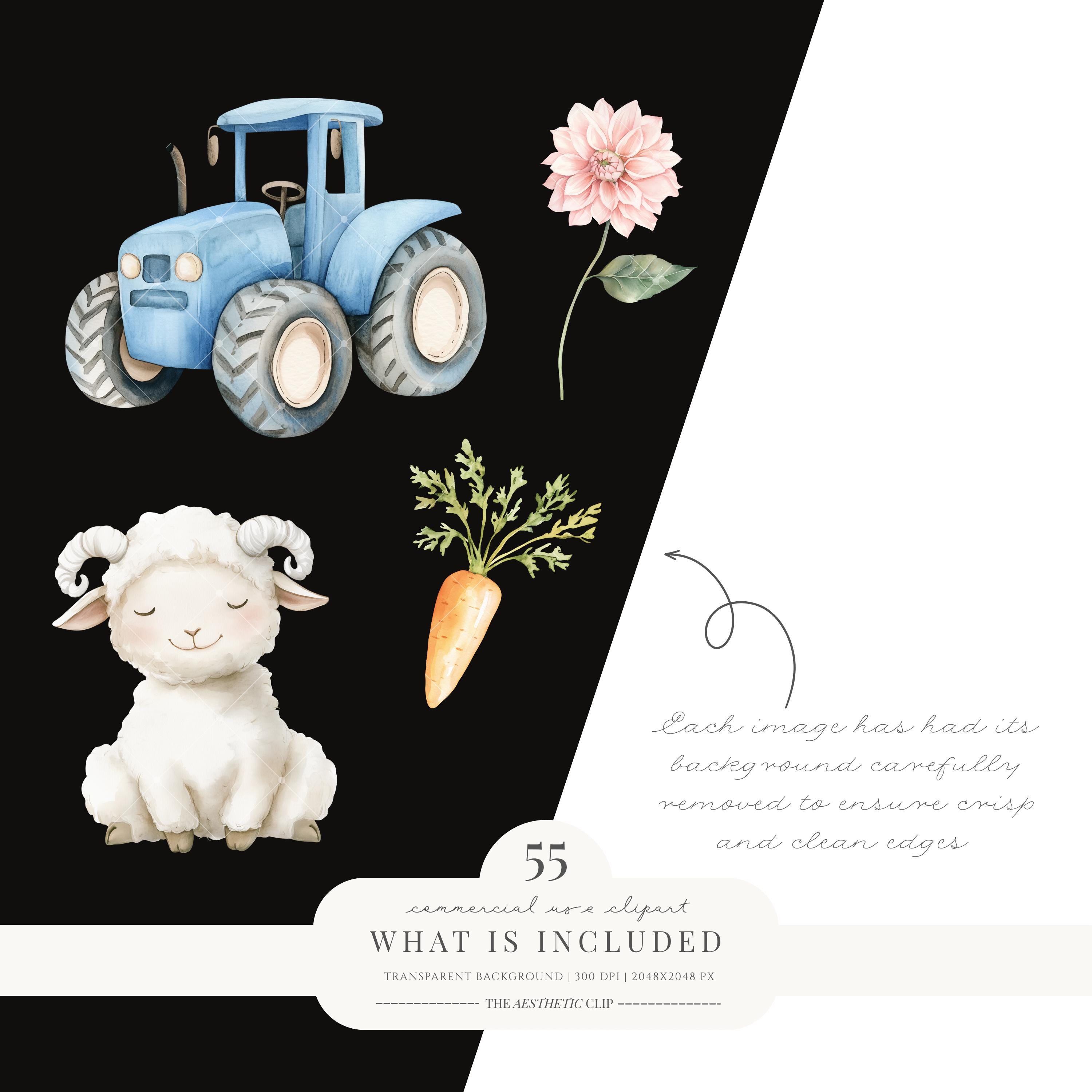 Barnyard Clipart | Cute Farm Animals Watercolour | Baby Shower ...