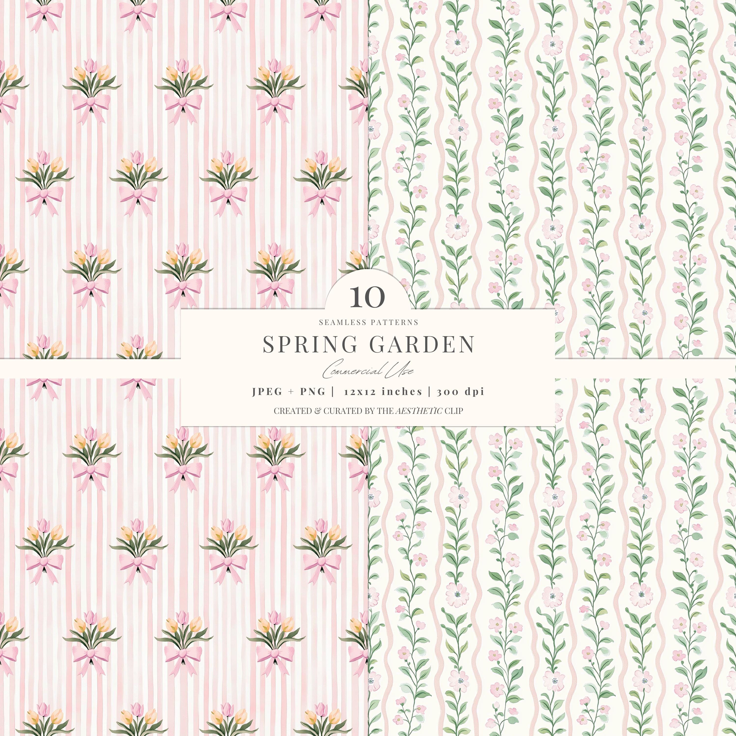 Regency Paper Grandmillenial Digital Paper | Spring Floral Pattern | Regency-style ...