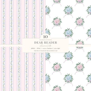 Regencycore Digital Paper | Grandmillenial Patterns | Pastel | Cottagecore Seamless | Romantic Papers | Scrapbooking | 10 JPEG | PNG image 3
