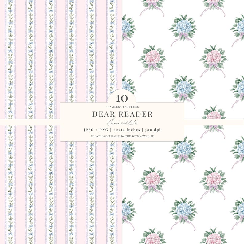 Regencycore Digital Paper | Grandmillenial Patterns | Pastel | Cottagecore Seamless | Romantic Papers | Scrapbooking | 10 JPEG | PNG image 3