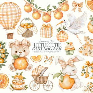 Baby Shower per piccoli cutie / Arance PNG / Clipart di agrumi / Baby Shower all'arancia PNG / Baby Shower estivo / Mandarino / 21 PNG