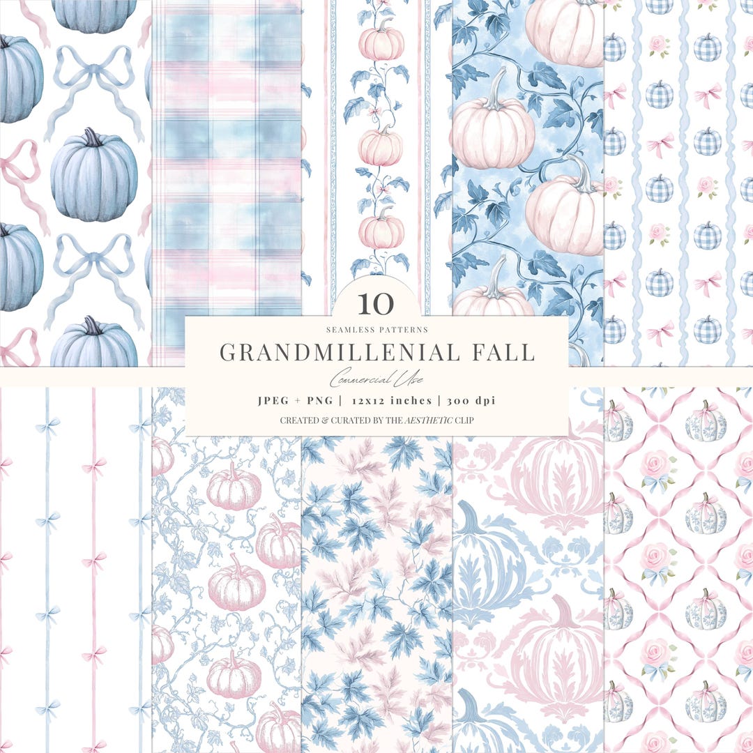 Fall Seamless Pattern | Preppy Pumpkin Digital Paper | Grandmillenial ...