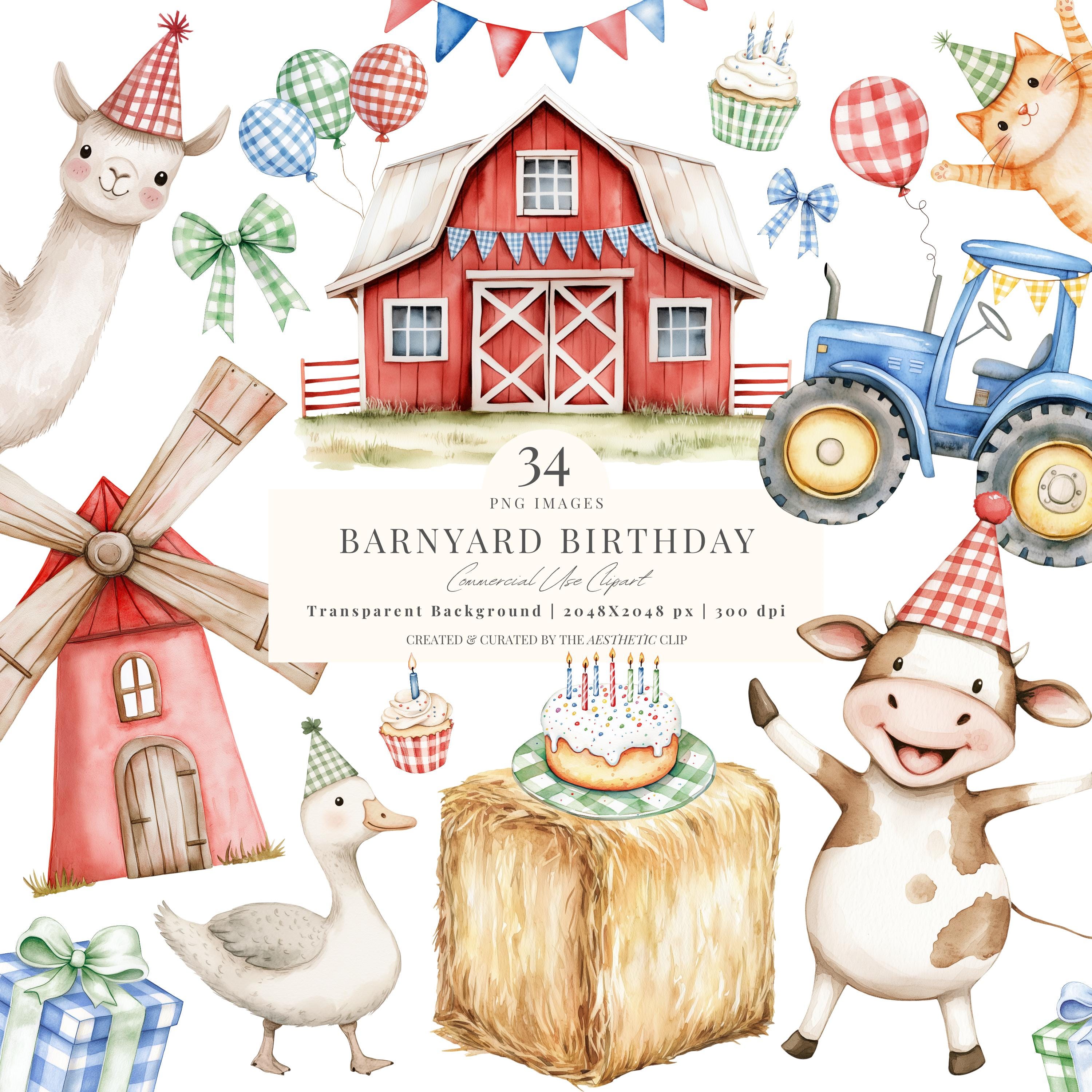 Barnyard Birthday | Farm Animal Birthday | Farm Baby Shower Clipart ...