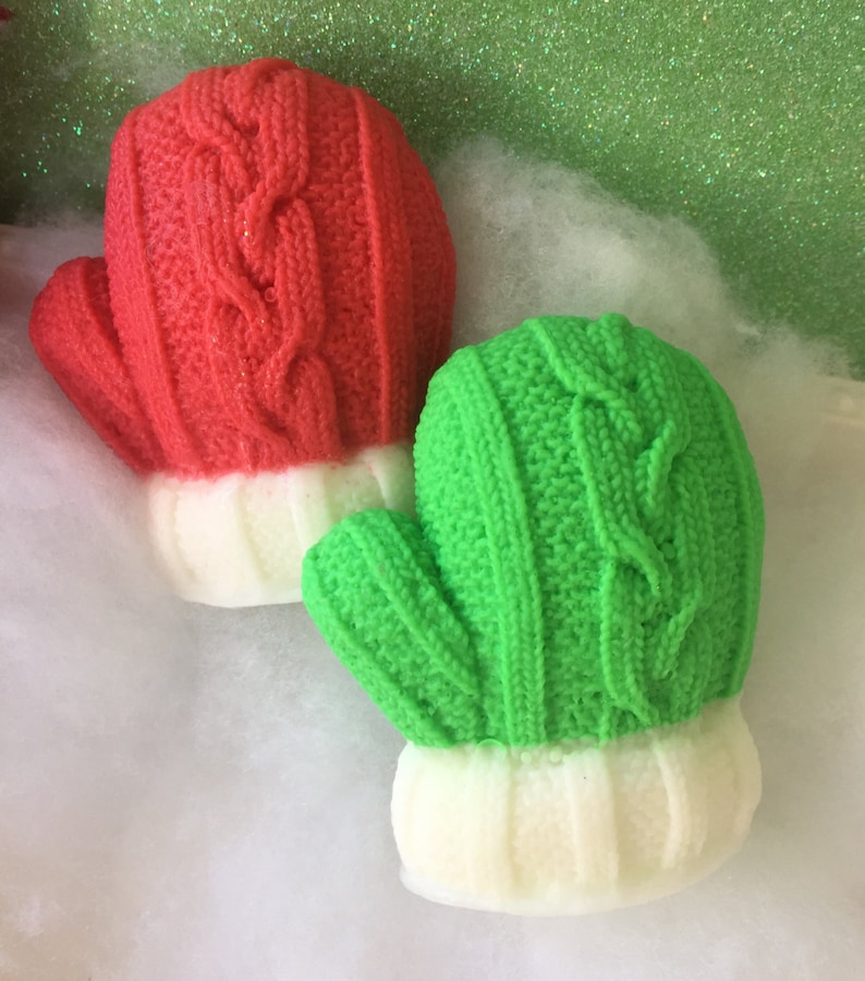 Christmas Mitten Soap Winter Soap Holiday Soap Christmas Gift Soap Stocking Stuffer Sweater Weather Gift for kids, teen, friend image 3