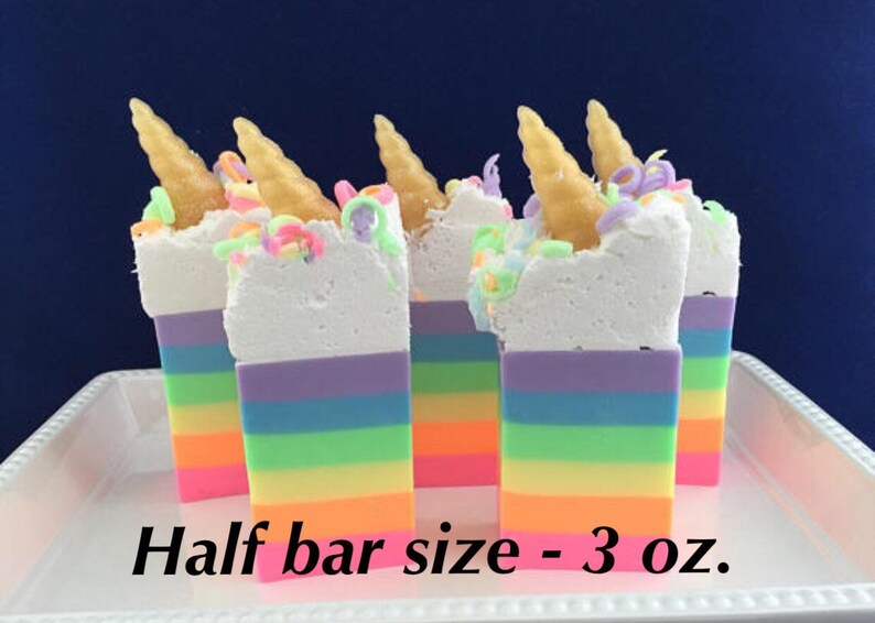 Unicorn Soap Unicorn Gift Unicorn Birthday Glycerin Soap Gift Soap Unicorn Soap Favor Rainbow Soap Girls Birthday Half bar 3 oz