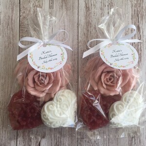 Handcrafted Rose & Heart Soap Favors – Bridal Shower, Wedding Favors
