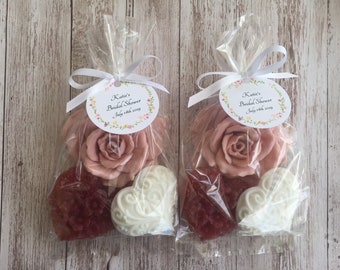 Handcrafted Rose & Heart Soap Favors – Bridal Shower, Wedding Favors