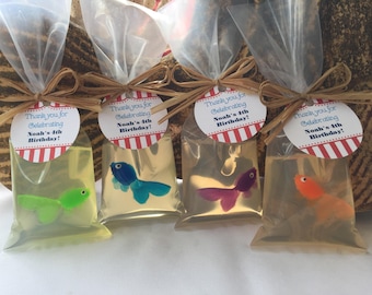 Fish Soap - Fish in a Bag Soap Set of 10 - Fish Party Favors - Pirate Birthday Party Favors - Carnival Party Favors - Nautical Party Favors