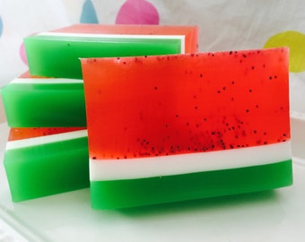 Watermelon Soap - Summer Soap - Fruit Soap - Handcrafted Glycerin Soap - Poppy Seed Soap