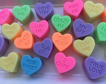 Conversation Heart Soaps - Candy Heart Soaps - Valentine Soap - Heart Soap - Valentine's Day - Valentine's Day Gift - Valentine's Day Favors