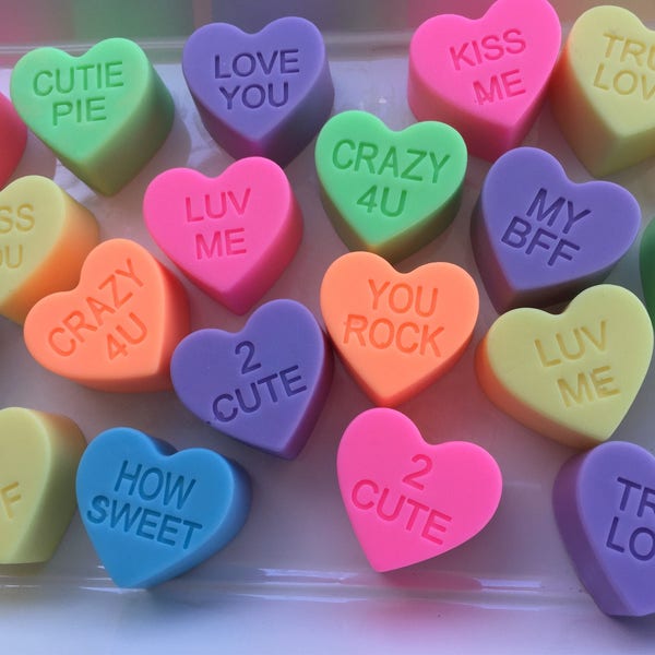 Conversation Heart Soaps - Candy Heart Soaps - Valentine Soap - Heart Soap - Valentine's Day - Valentine's Day Gift - Valentine's Day Favors