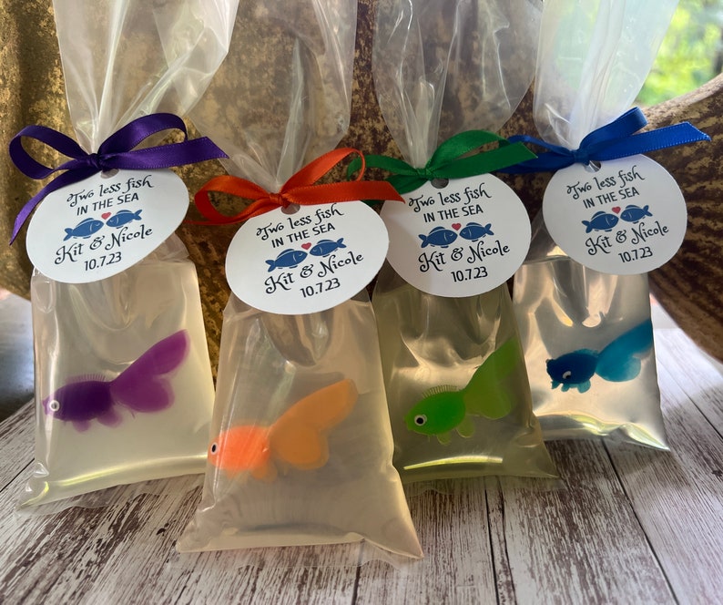 Fish Soap Favors Two Less Fish in the Sea Favors Fish in a Bag Soap Set of 10 Bridal Shower Favors Fish Shower Favors Fish Wedding image 1