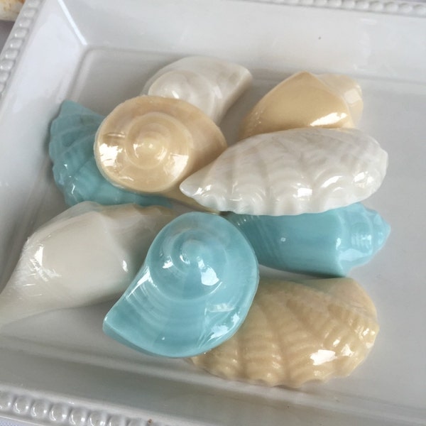 Seashell Soap - Coconut Seashell Soap - Set of 9 Mini Soaps - Mini Coconut Soaps - Mini Seashell Soaps - Beach Wedding Favors - Shells