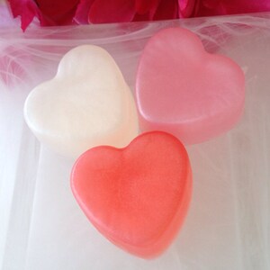 Mini Heart Soaps Heart Favor Soap Heart Guest Soap Rose Soap Apple Soap Plumeria Soap Set of 3 Soaps image 3