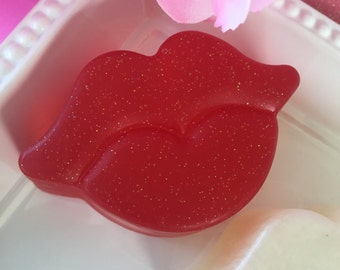 Valentine Soap - Lips Soap - Kiss Soap - Love Spell or Strawberry - Valentine's Day Gift