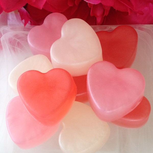 Mini Heart Soaps - Heart Favor Soap - Heart Guest Soap - Rose Soap - Apple Soap - Plumeria Soap - Set of 3 Soaps