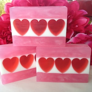 Valentine's Day Soap - Sweetheart soap - Plumeria glycerin soap - Valentine Soap - Heart soap - Gift for girlfriend, wife, mom, daughter