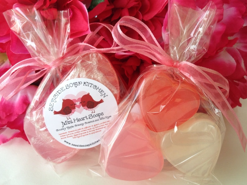 Mini Heart Soaps Heart Favor Soap Heart Guest Soap Rose Soap Apple Soap Plumeria Soap Set of 3 Soaps image 5