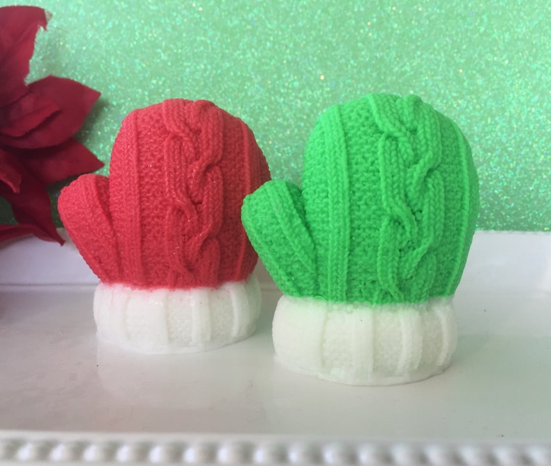 Christmas Mitten Soap Winter Soap Holiday Soap Christmas Gift Soap Stocking Stuffer Sweater Weather Gift for kids, teen, friend image 2