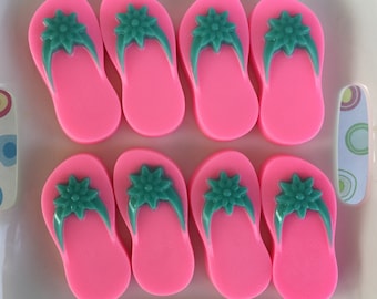 Jabón Flip Flop - Rosa fuerte y verde azulado - Recuerdo de fiesta en la piscina - Recuerdo de boda en la playa - Recuerdo de fiesta en la playa - Recuerdo de cumpleaños - Recuerdo de fiesta de spa - Recuerdo de luau