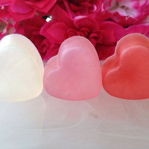 Mini Heart Soaps Heart Favor Soap Heart Guest Soap Rose Soap Apple Soap Plumeria Soap Set of 3 Soaps image 4