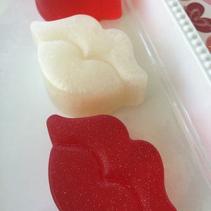 Valentine Soap Lips Soap Kiss Soap Love Spell or Strawberry Valentine's Day Gift Shimmer white