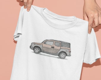 HONON ELEMENTS Handgezeichnetes Unisex-Kurzarm-T-Shirt