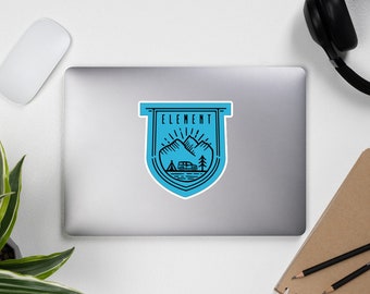 Busse Element Camping Anstecker BlauEr Hintergrund Vinyl Sticker