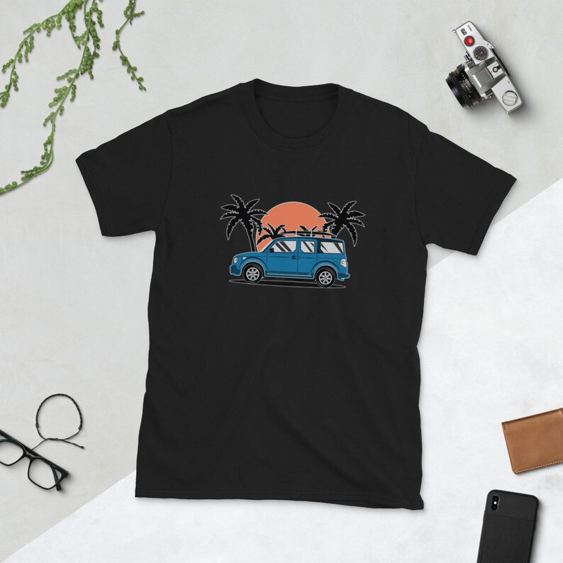 Summertime Honda Element Palm Trees Short-Sleeve Unisex T-Shirt image 3