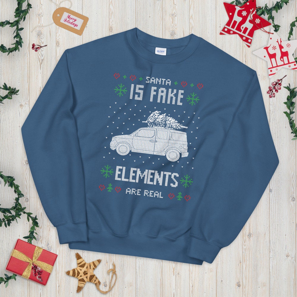 Santa is Fake Honda Element's are Real Unisex Ugly Christmas Holiday Sweater