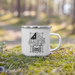 Honda Element Perfect Adventure Enamel Mug - Camping Mountains and Surfing Beaches!